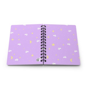 Kawaii Moon Bunny Spiral Notebook / Pink Purple Blue Journal / Lined Note Paper / Cute Celestial Star and Moon Stationery / Anime Lover Gift image 7