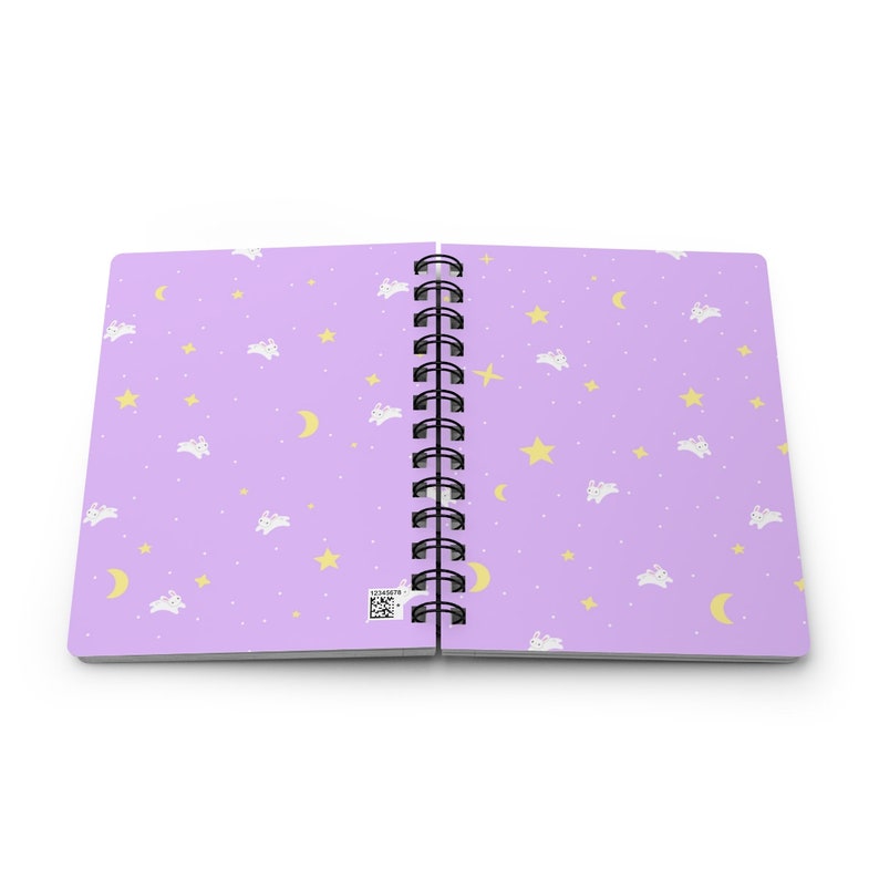 Kawaii Moon Bunny Spiral Notebook / Pink Purple Blue Journal / Lined Note Paper / Cute Celestial Star and Moon Stationery / Anime Lover Gift image 7