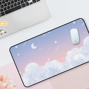 Kawaii Clouds Desk Mat | Dreamy Cute Celestial Large Gaming Mouse Pad ...