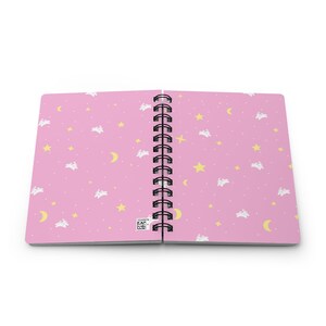 Kawaii Moon Bunny Spiral Notebook / Pink Purple Blue Journal / Lined Note Paper / Cute Celestial Star and Moon Stationery / Anime Lover Gift image 5