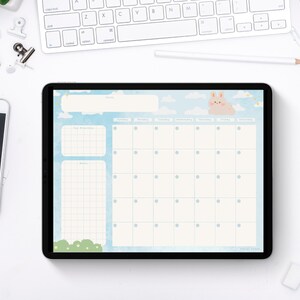 Printable Monthly Planner Blue Sky / Blank Desk Calendar / - Etsy