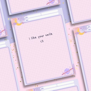 Dreamy Moon Notepad Cute Grid Memo Note Paper Aesthetic Celestial Writing Paper US Letter Tear-Off Note pad 53 Pages Stationery image 4