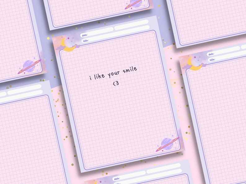 Dreamy Moon Notepad Cute Grid Memo Note Paper Aesthetic Celestial Writing Paper US Letter Tear-Off Note pad 53 Pages Stationery image 4