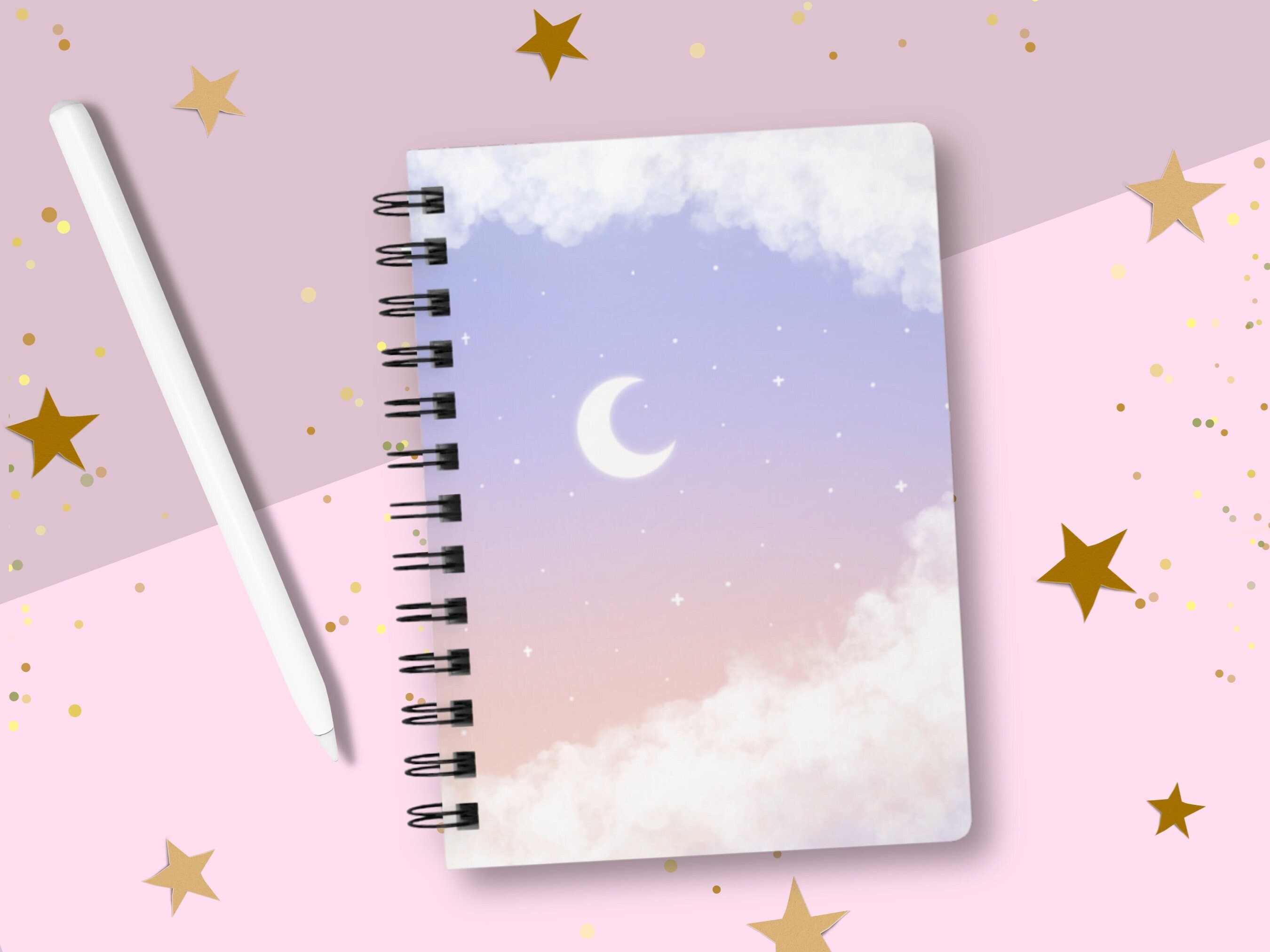 Kawaii Clouds Spiral Notebook / Lined Paper Aesthetic Ruled Journals / Cute  Pink Purple Celestial Notebook Cover / 90 Gsm Paper / Stationery - Etsy