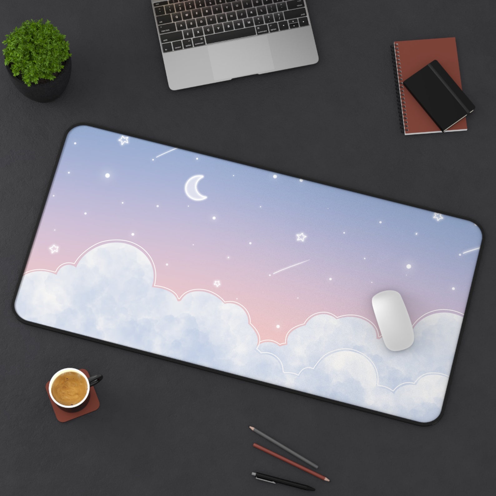 Kawaii Clouds Desk Mat | Dreamy Cute Celestial Large Gaming Mouse Pad ...