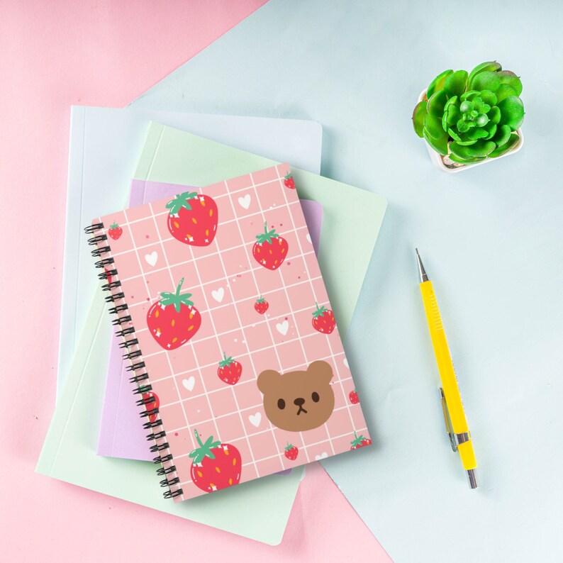 Cute Spiral Notebook Journal Lined Paper Ruled Journals Etsy