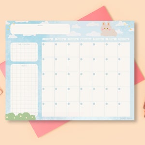 Printable Monthly Planner Blue Sky / Blank Desk Calendar / - Etsy