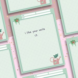 Plants Notepad Grid Memo Paper Green Plant Writing Paper US Letter Tear-Off Notepad 53 pages Stationery image 4