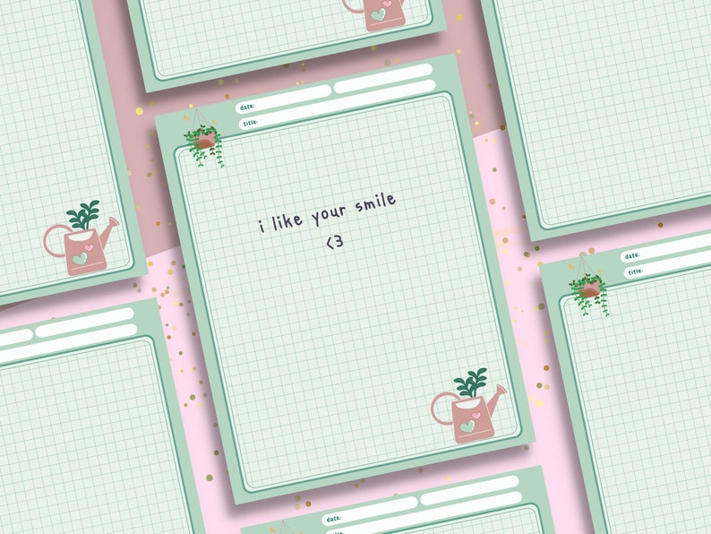 Plants Notepad Grid Memo Paper Green Plant Writing Paper US Letter Tear-Off Notepad 53 pages Stationery image 4