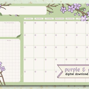 Floral Printable Blank Calendar / Cute Desk Calendar / Flower - Etsy
