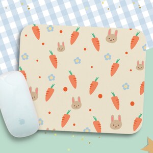 Niedliches Häschen Mauspad / Kleines Mousepad / Süßes Tier Gaming Schreibtischunterlage / Blau Gelb ästhetische Schreibtischdeko