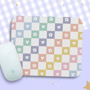 Niedliches Mauspad Kleines Mousepad Regenbogen Schachbrett Mauspad | Mauspad Pastell Mousepad auf Schreibtisch Desktop Dekor | Kariertes Mousepad Geschenk