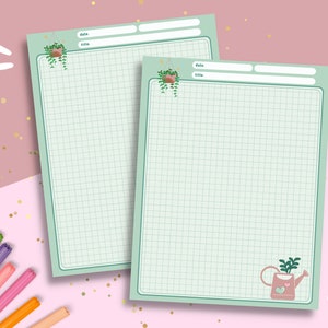 Plants Notepad Grid Memo Paper Green Plant Writing Paper US Letter Tear-Off Notepad 53 pages Stationery image 3