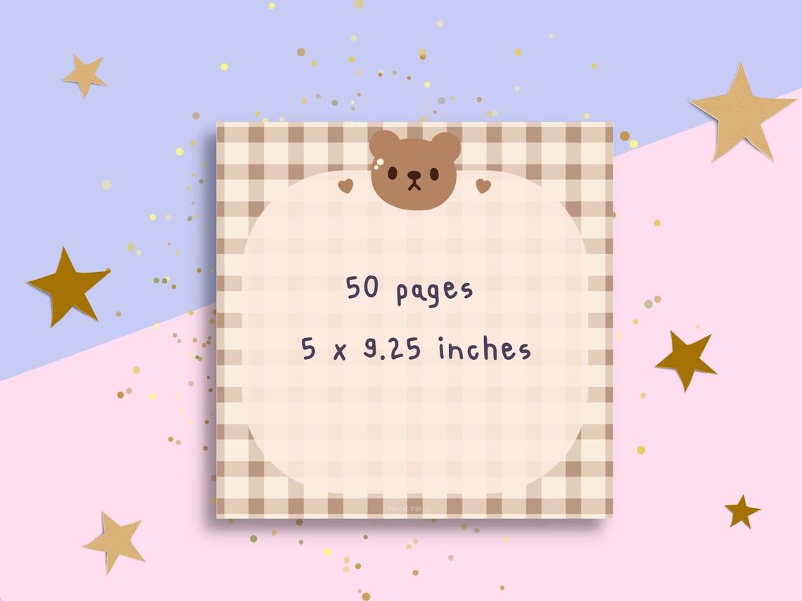 Kawaii Bear Notepad / Cute Gingham Stationery / to Do List Memo Pad ...