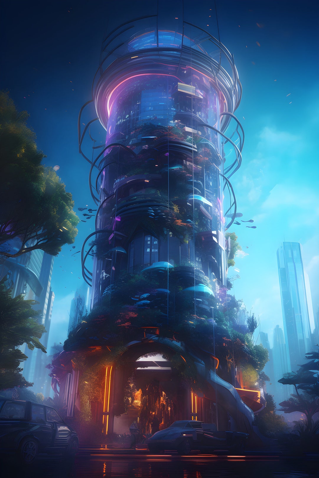 4 Futuristic Skyscraper Variants Digital Download Wall Art - Etsy