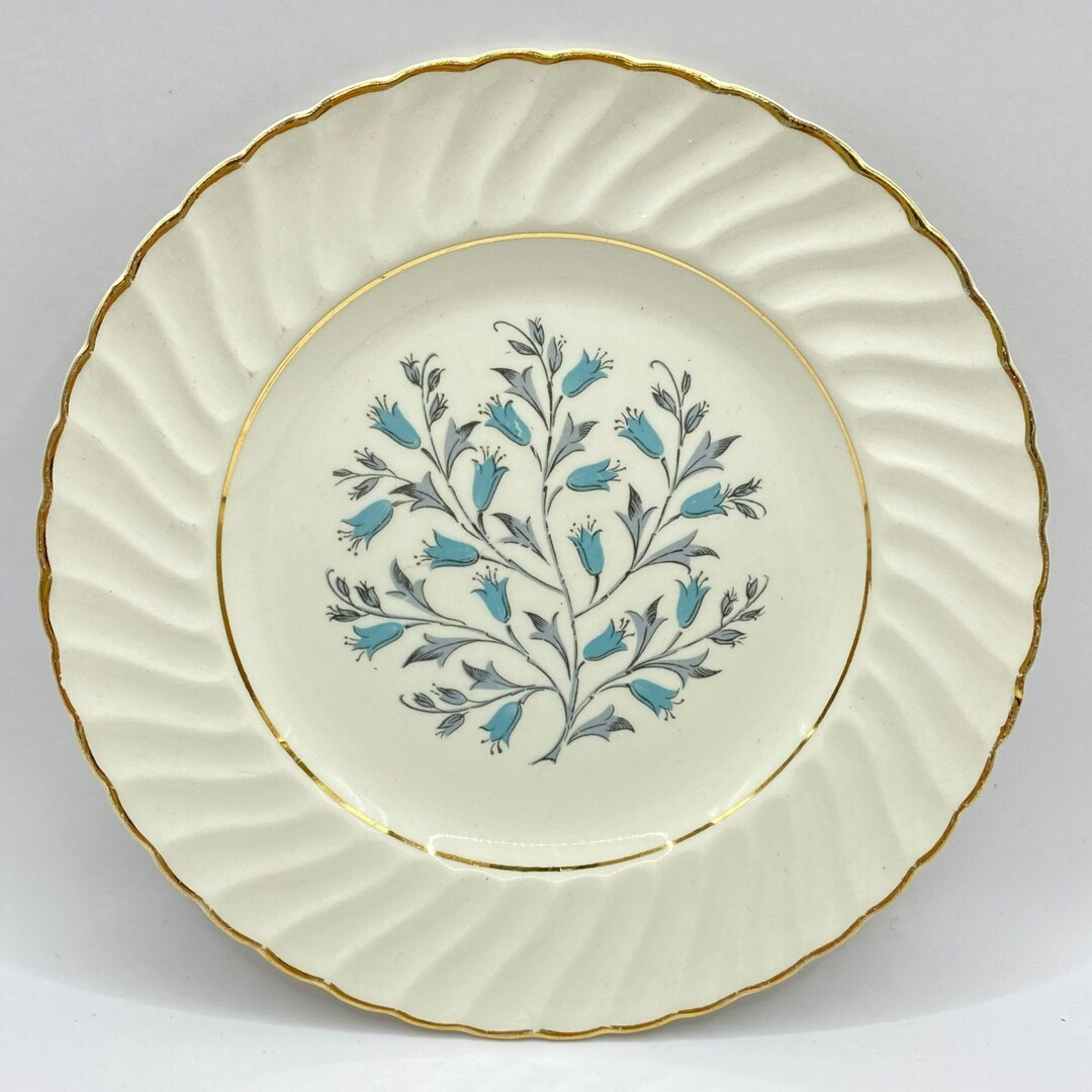Royal Wessex England Ironstone by Swinnertons 6 Plate Blue Floral Gold Tone Rim Etsy