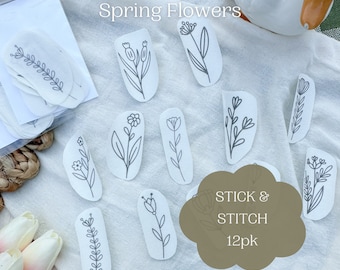 Spring Flowers Stick & Stitch Pack of 12