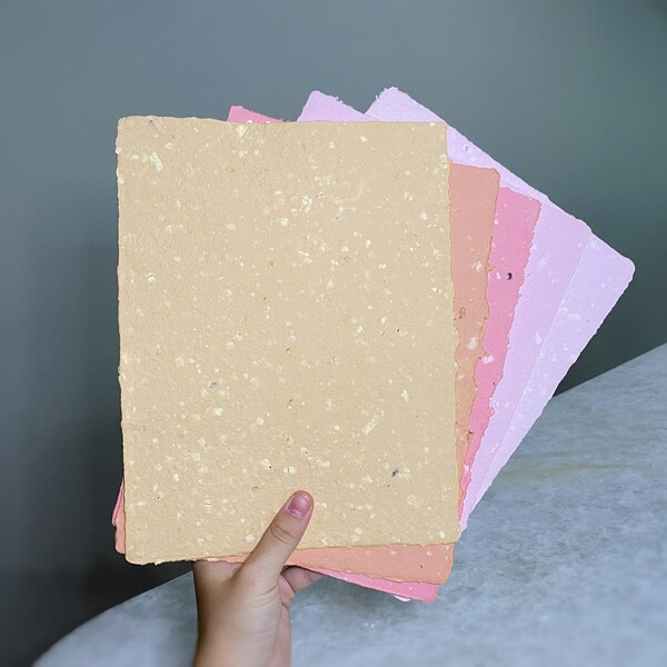 Handmade Paper - Sunset Colors | 8.5x11" Deckle Edge Handmade Paper, Recycled Paper, Homemade Paper, Eco Friendly, Crafting, Writers