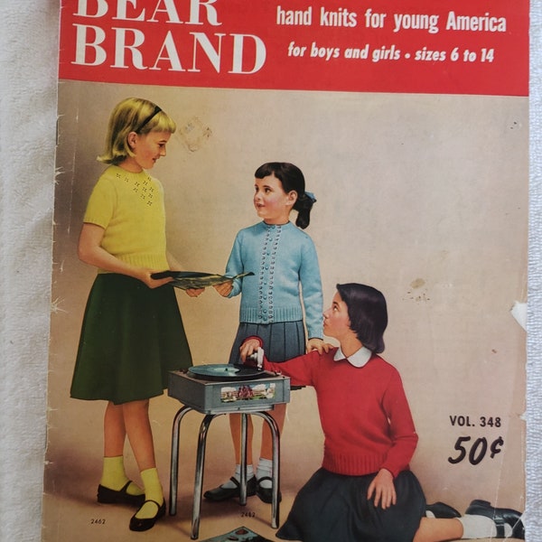 Bear Brand hand knits for young America Volume 348. Copyright 1955. 47 pages.
