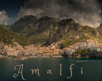 Postal de gran tamaño de la costa de Amalfi