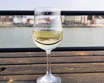 Margate Harbour Wine Glass reflections of beach harbour A3 Photo print