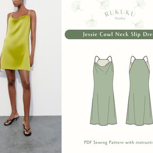 Jessie Cowl Neck Slip Dress | Sewing Pattern| Dress Pattern | Woman pattern | Cowl Neck Slip Dress Pattern | PDF Sewing patterns for women