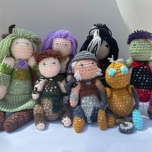 Campaign 3 BH DnD Crochet Dolls, Mini Hand Made Plushies, Amigurumi Plush, Character Dolls