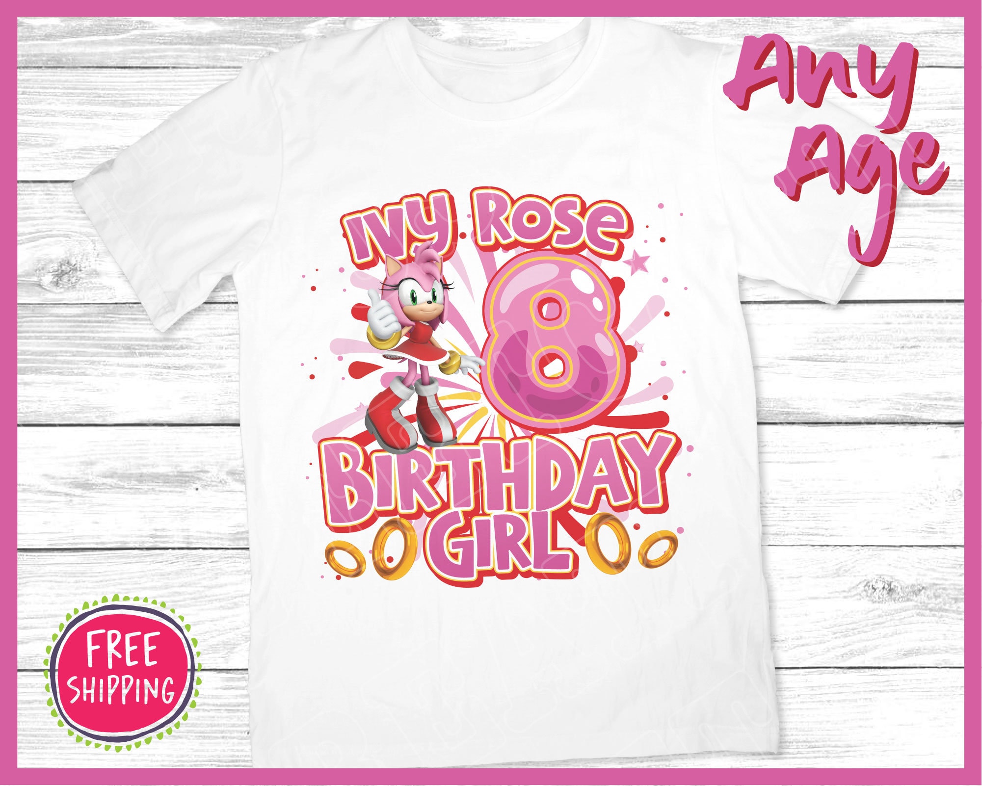 Amy Birthday Personalized Sonic Girl - Etsy
