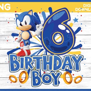 Image png de Sonic Birthday Boy 6 ans - téléchargement numérique, vous imprimez