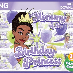 Princess Tiana Birthday Girl Family bundle of png images - digital download YOU PRINT