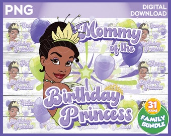 Princess Tiana Birthday Girl Family bundle of png images - digital download YOU PRINT