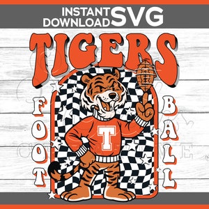 Tigers Football Preppy Mascot png | Orange Tigers png | digital download you print