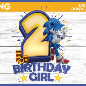 Sonic Birthday Girl Age 2 png image - digital download YOU PRINT