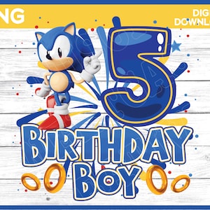 Sonic Birthday Boy Age 5 png image - digital download YOU PRINT