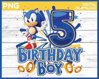 Sonic Birthday Boy Age 5 png image - digital download YOU PRINT