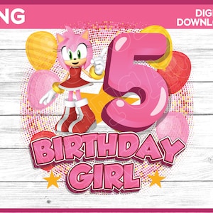 Sonic Birthday Girl png age 5 - Amy Rose Birthday girl shirt image - Personalize
