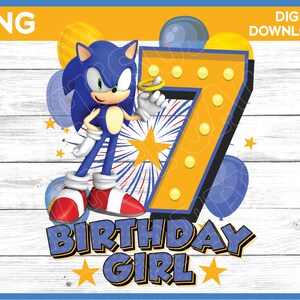 Sonic Birthday Girl Age 7 png image - digital download YOU PRINT