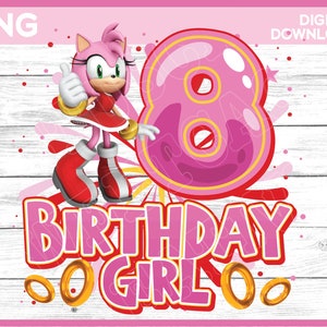 Sonic Birthday Girl png age 8 - Amy Rose Birthday girl shirt image - Personalize