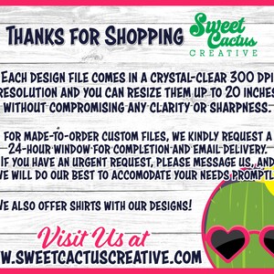 May include: Pink and white graphic with the text "Thanks for Shopping Sweet Cactus Creative". The graphic also includes a cartoon cactus wearing sunglasses and the text "Visit Us at www.sweetcactuscreative.com".