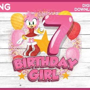 Sonic Birthday Girl png age 7 - Amy Rose Birthday girl shirt image - Personalize