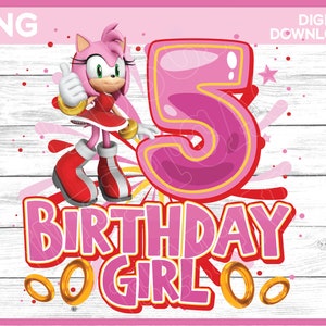 Sonic Birthday Girl png age 5 - Amy Rose Birthday girl shirt image - Personalize