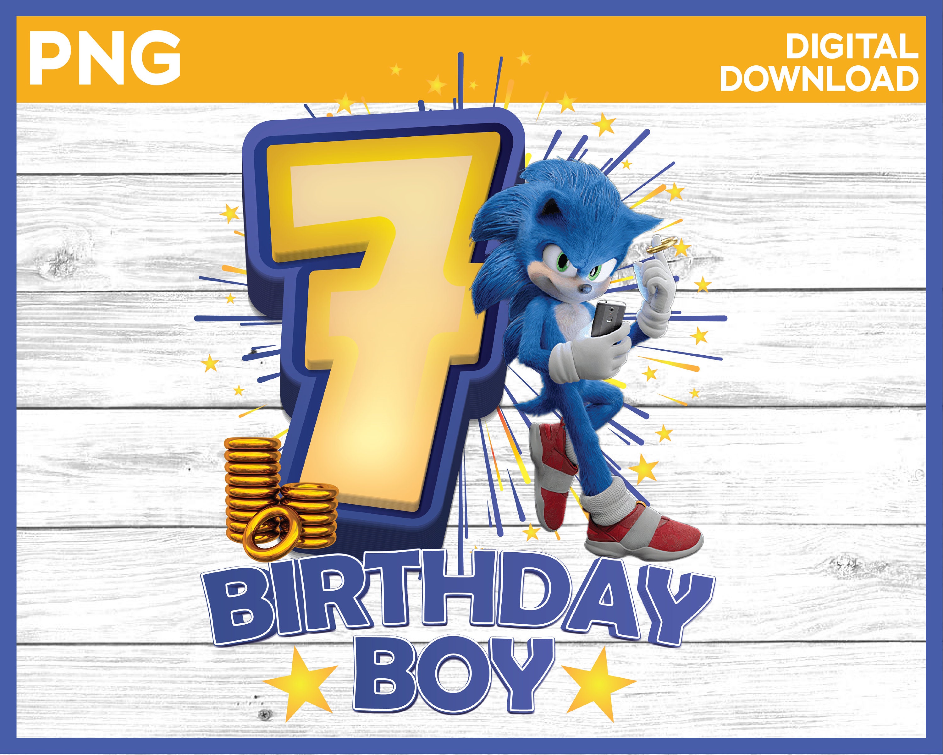 Custom Sonic Birthday Shirt Print Name And Age Png Design Classic T-Shirt -  TourBandTees