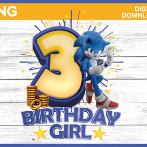 Sonic Birthday Girl Age 3 png image - digital download YOU PRINT