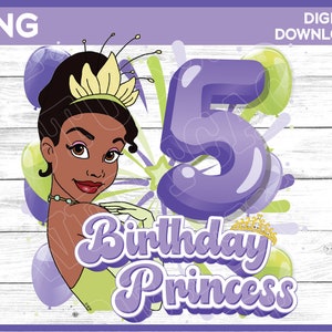 Princess Tiana Birthday Girl Age 5 png image - Princess Tiana digital download YOU PRINT