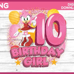 Sonic Birthday Girl png age 10 - Amy Rose Birthday girl shirt image - Personalize