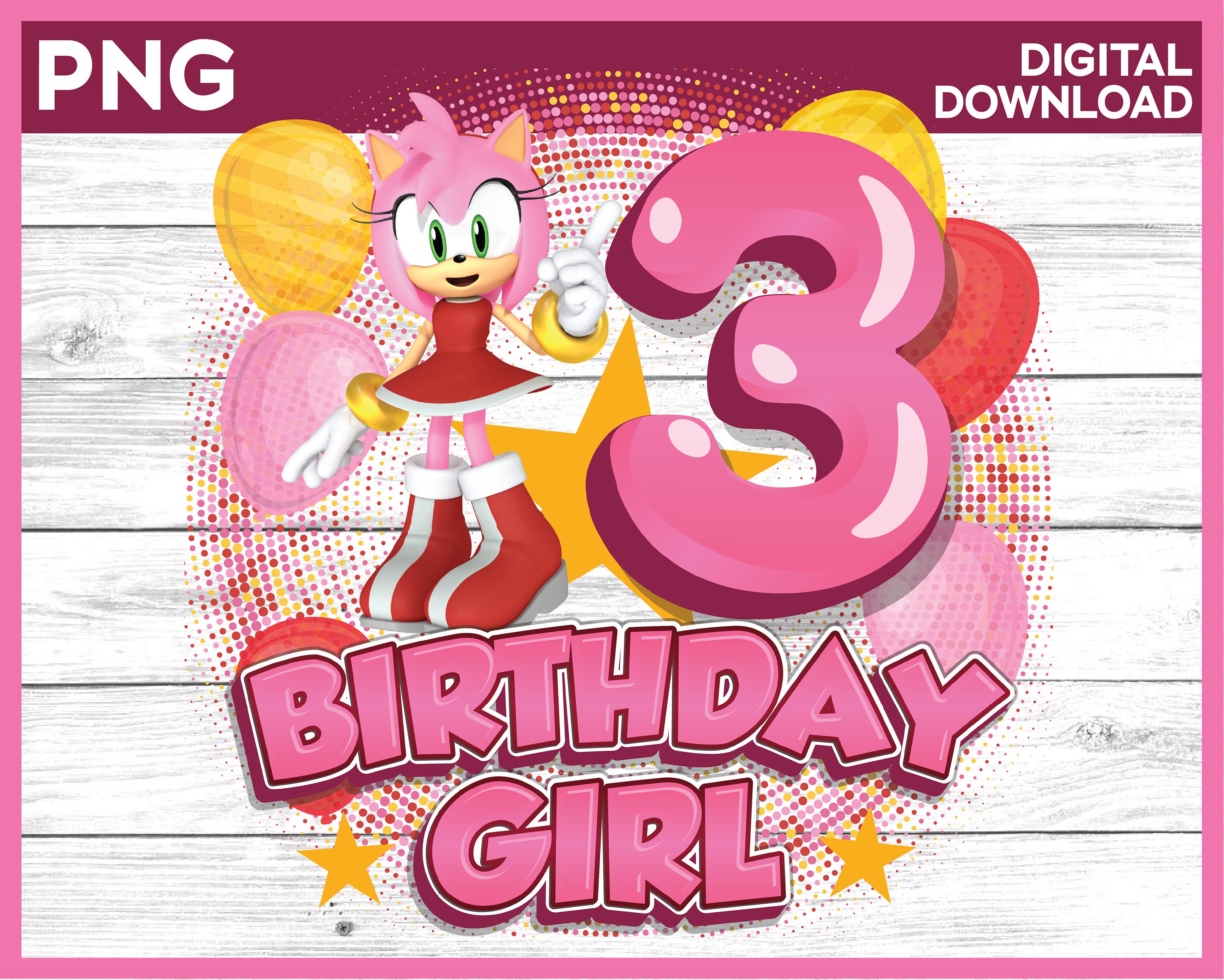 Sonic Birthday Girl Png Age 3 Amy Rose Birthday Girl Shirt - Etsy