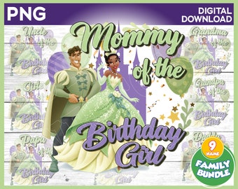 Princess Tiana Birthday Girl Family bundle of png images - digital download YOU PRINT