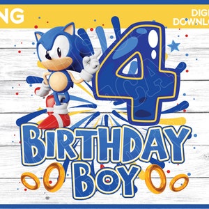 Sonic Birthday Boy Age 4 png image - digital download YOU PRINT