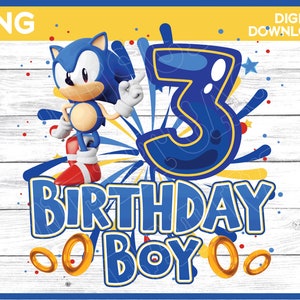 Sonic Birthday Boy Age 3 png image - digital download YOU PRINT