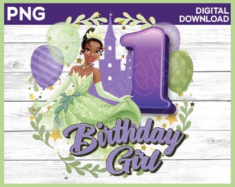 Princess Tiana Birthday Girl Age 1 png image - digital download YOU PRINT